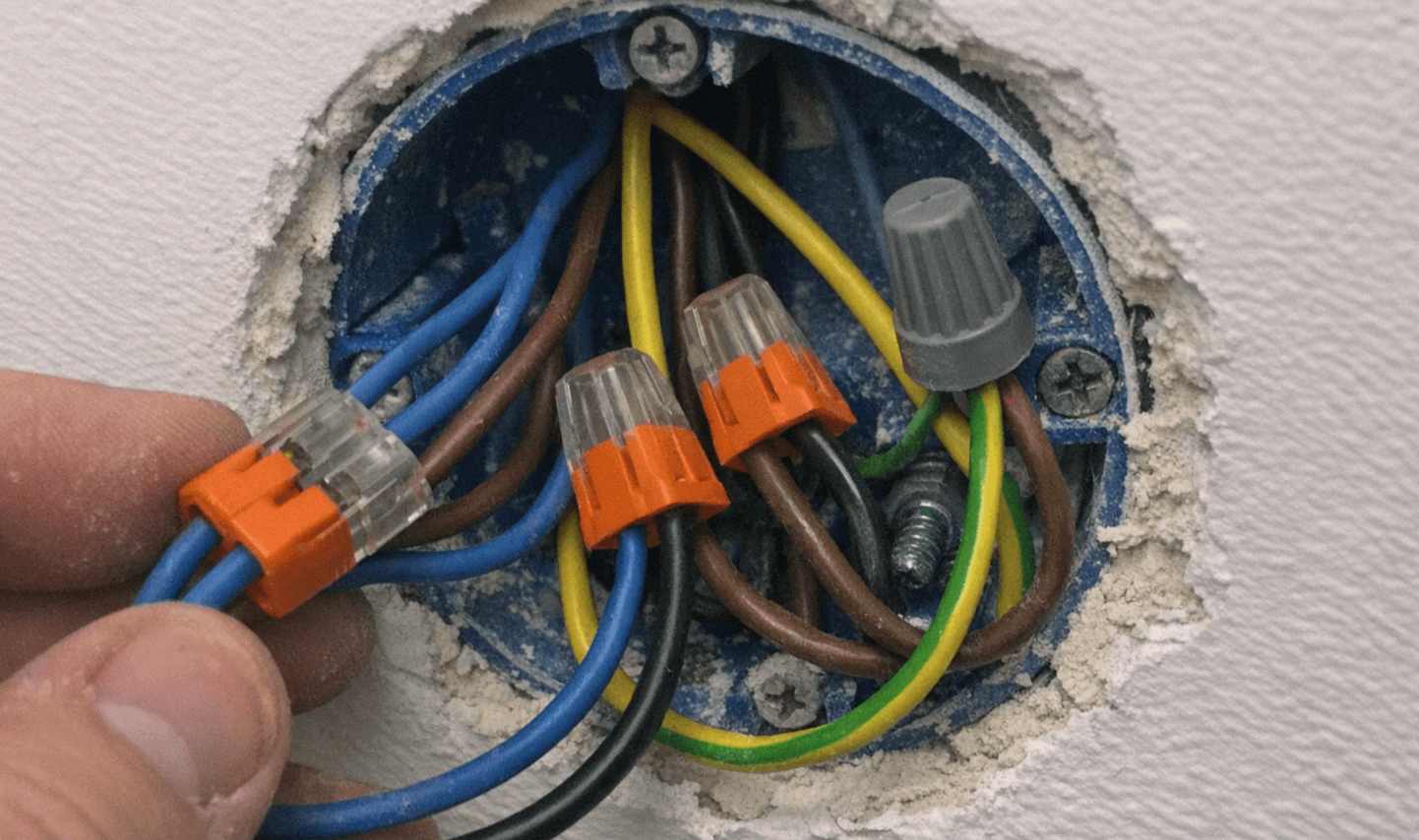 Elektrikerhände mit isoliertem Werkzeug bei sicherer Fehlersuche